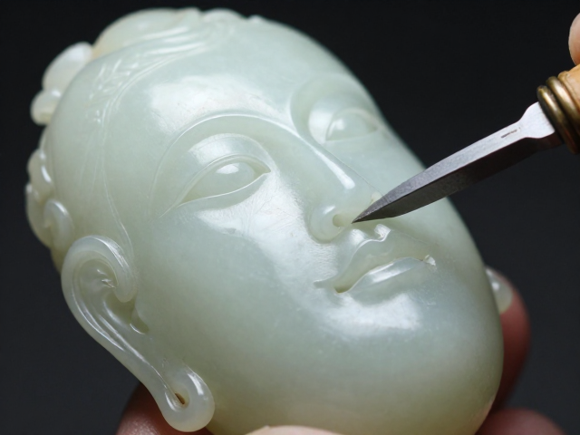 玉雕开脸与点刻刀法,磨刻工艺中的灵魂笔触全解析