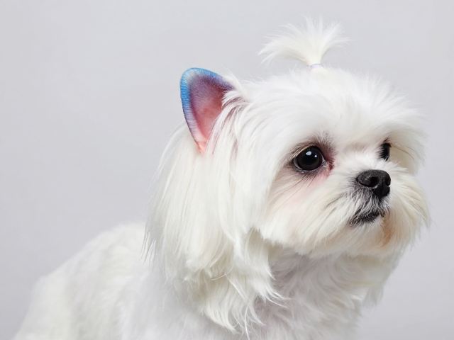 马尔济斯犬氛围感渐变耳染,控制染色停留时间更持久