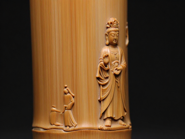 竹雕手把件,竹刻与文人书画融合,佛像人物造像的艺术魅力