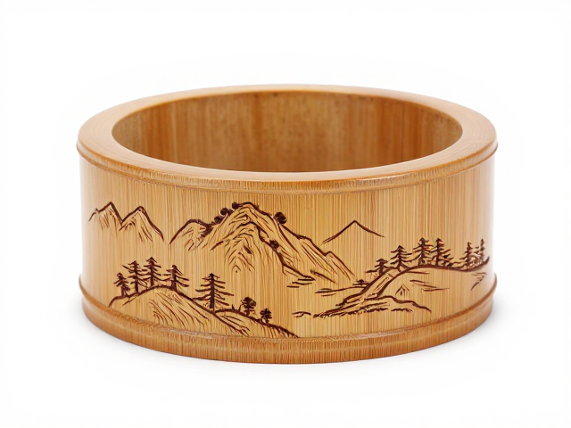 竹雕笔洗阴刻线雕山水纹,古韵雅器鉴赏与收藏指南