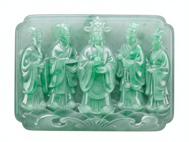 八仙贺寿透雕水波纹,翡翠工艺解析与价值评估