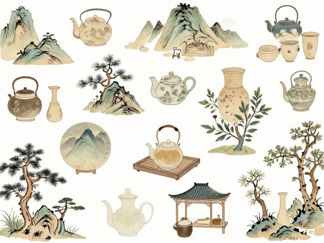 隐逸山居连续纹样构图,传统故事里的东方美学