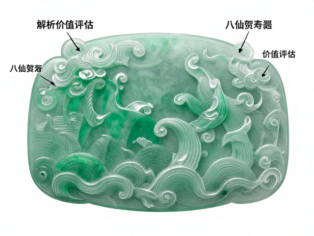 八仙贺寿透雕水波纹,翡翠工艺解析与价值评估