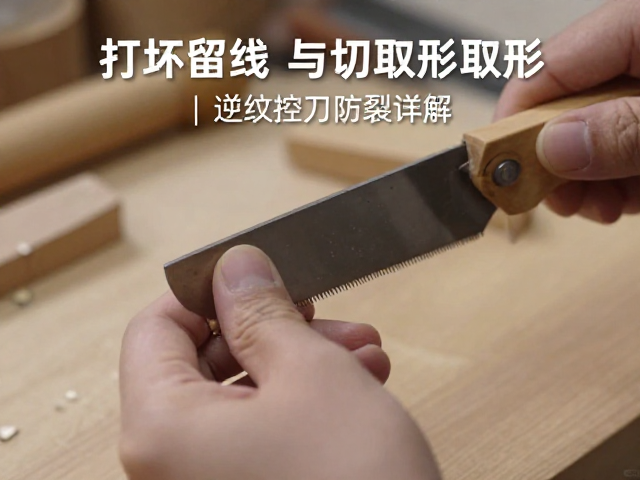 木雕入门,打坯留线与锯切取形技巧,逆纹控刀防裂详解