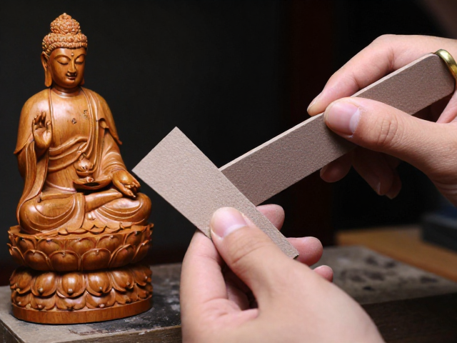 木雕佛像收藏鉴赏,如何用砂纸打磨提升包浆与价值