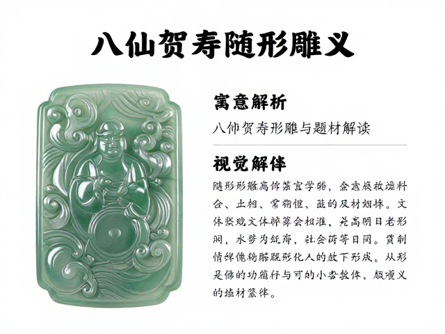 八仙贺寿随形雕,水波纹玉牌寓意解析,高颜值文玩鉴赏指南
