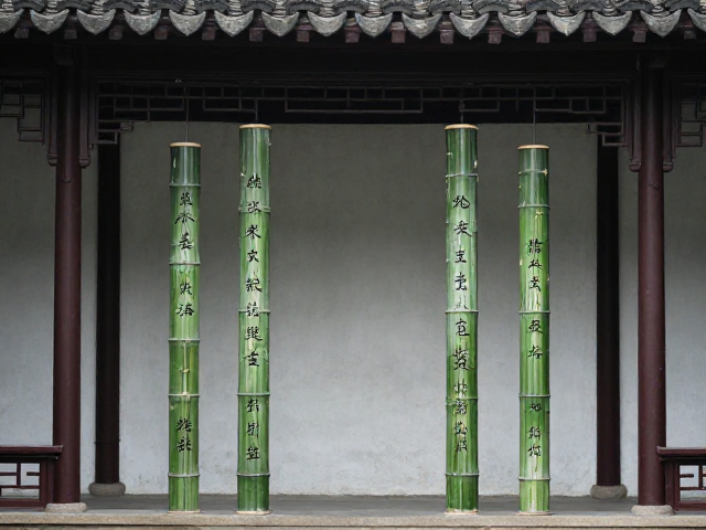 江南园林竹筒诗词铭文,探寻东方雅韵与古建美学