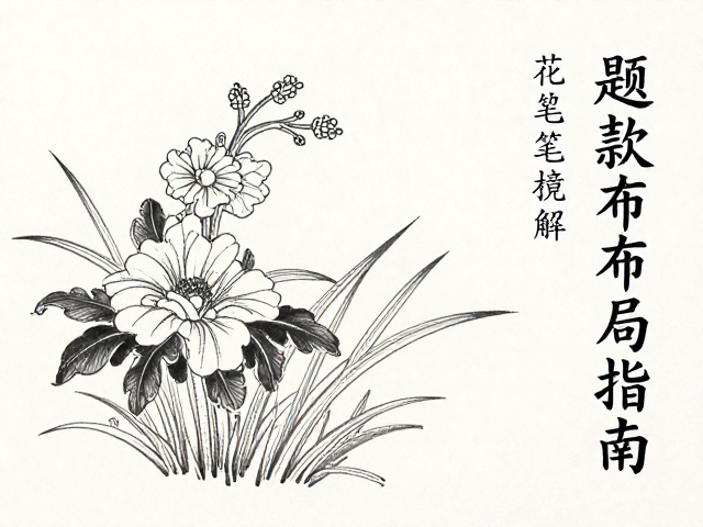 花鸟草虫勾线笔技法,题款布局详解与选笔指南