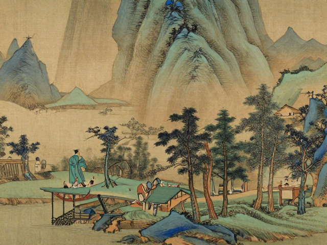 开纹染色工艺解析,山水人物画作中的色漆颜料运用与视觉美学