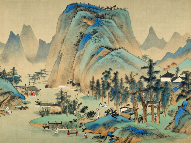 开纹染色工艺解析,山水人物画作中的色漆颜料运用与视觉美学