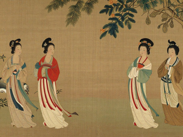 文人仕女图对称构图解析,灵动自然之美与艺术赏析