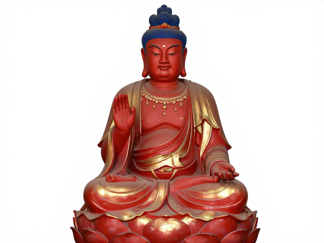 神像造像工艺,朱红与金色点缀,控制空间湿度保色泽