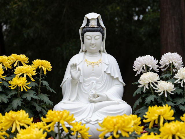 观音菩萨身边的菊花,神话传说背后的文化寓意与象征解读
