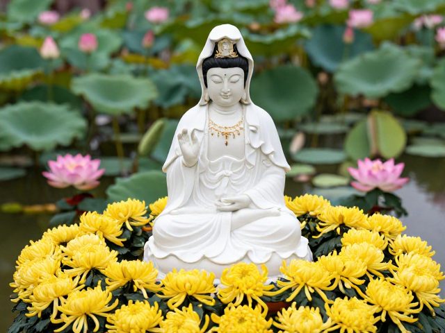 观音菩萨身边的菊花,神话传说背后的文化寓意与象征解读