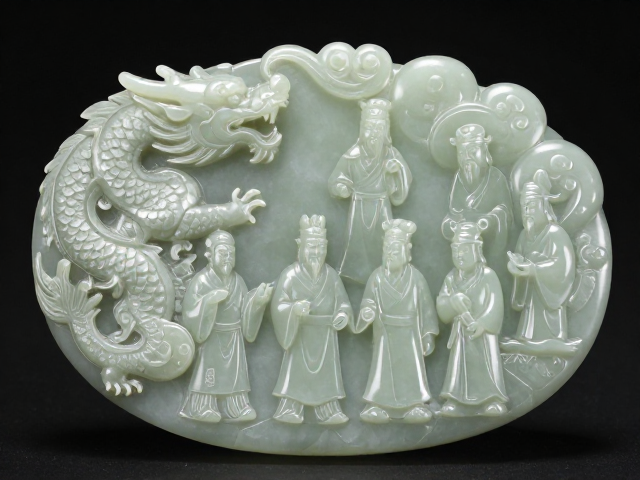 龙凤呈祥阴刻八仙题材玉雕赏析,传统工艺与吉祥寓意详解