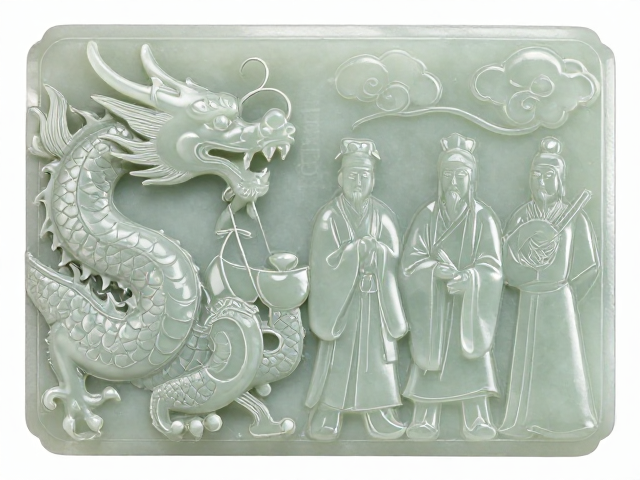 龙凤呈祥阴刻八仙题材玉雕赏析,传统工艺与吉祥寓意详解