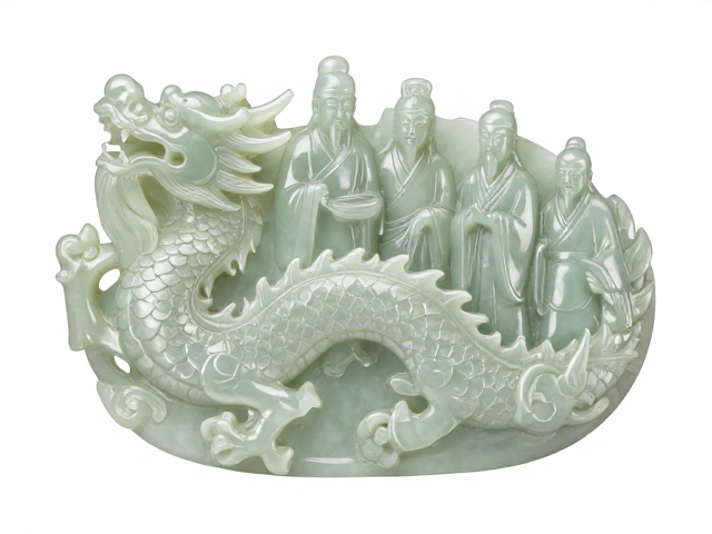 龙凤呈祥阴刻八仙题材玉雕赏析,传统工艺与吉祥寓意详解