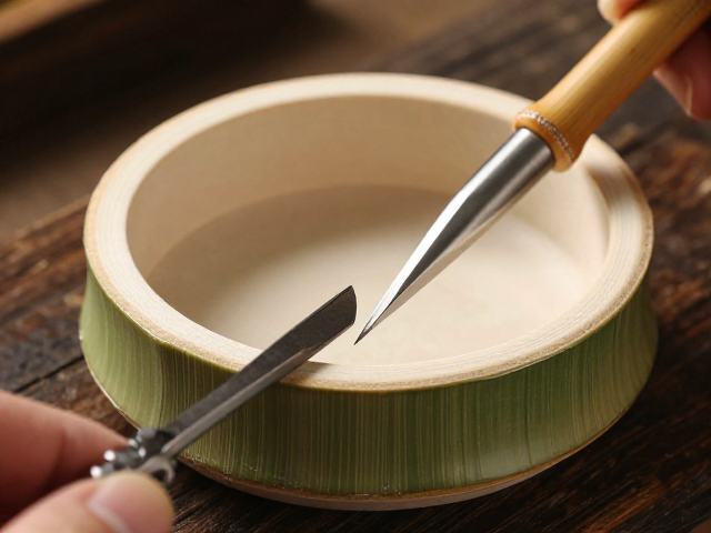 竹雕笔洗制作,竹节竹青处理与打磨抛光工具全解析