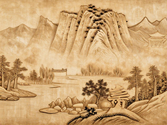 山水风景寓意福寿绵长,如何鉴别是否手工雕刻?