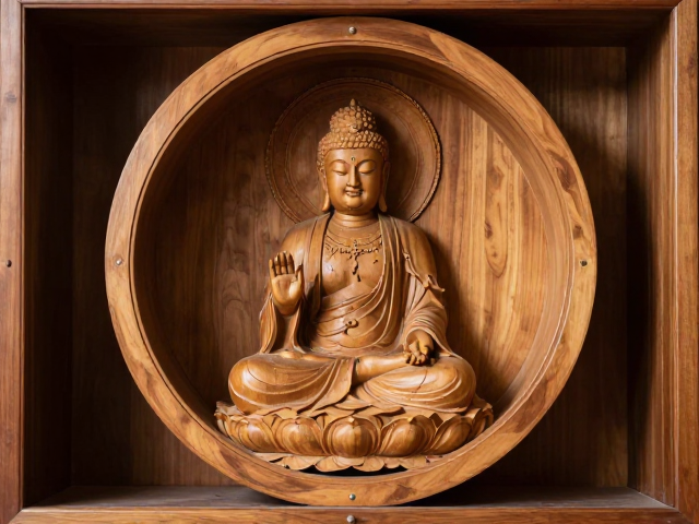 圆雕佛像神龛选购指南,精选木槌工艺与风水布局