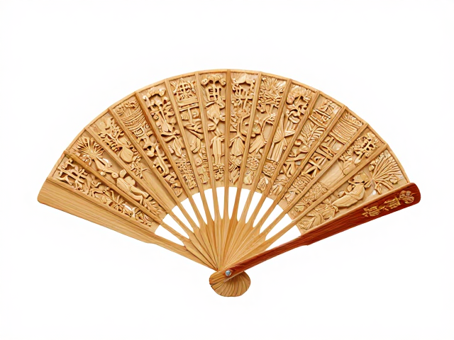 四川竹雕扇骨,立体雕刻层次丰富,匠心独运的艺术珍品