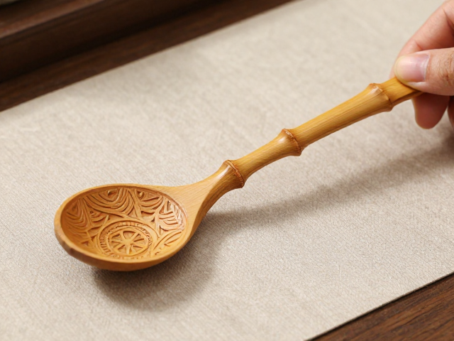 福建竹根雕博古纹茶勺,非遗竹雕工艺与茶席雅趣赏析