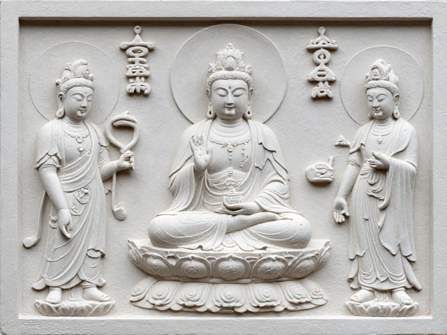 浅浮雕佛教富贵吉祥题材,寓意深远,适合家居装饰与收藏鉴赏