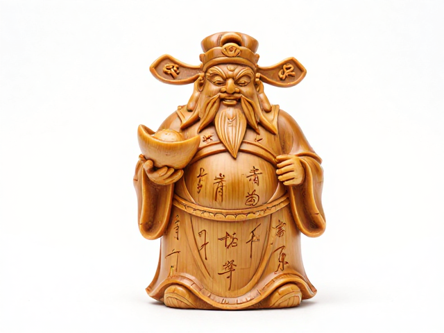 书法竹雕财神阳刻工艺赏析,招财纳福的收藏指南