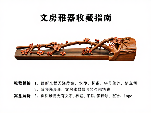 花鸟竹雕笔搁,喜鹊登梅寓意解析,文房雅器收藏指南