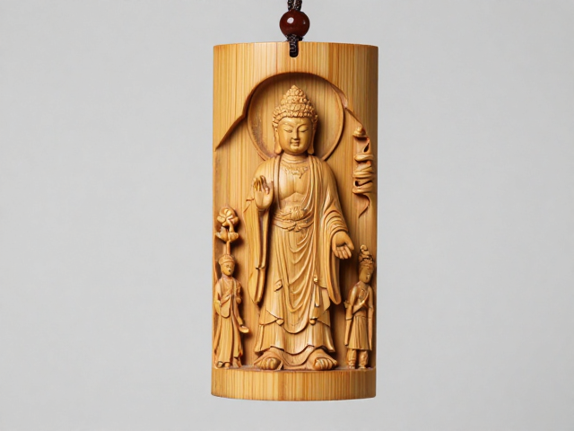 金陵派竹刻赏析,竹雕挂饰中的佛像与人物造像艺术