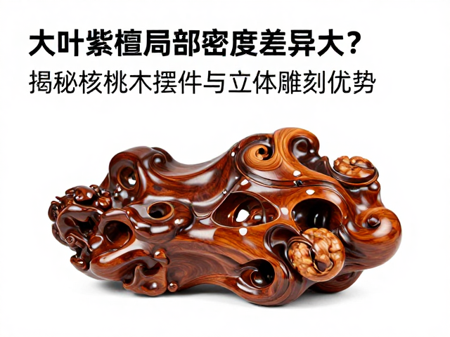 大叶紫檀局部密度差异大？揭秘核桃木摆件与立体雕刻优势