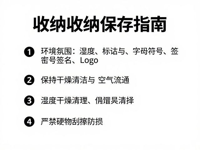 收纳保存指南，保持干燥清洁，严禁硬物刮擦防损