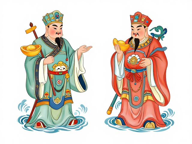 和合二仙水波纹童子图寓意解析,招财纳福的风水奥秘