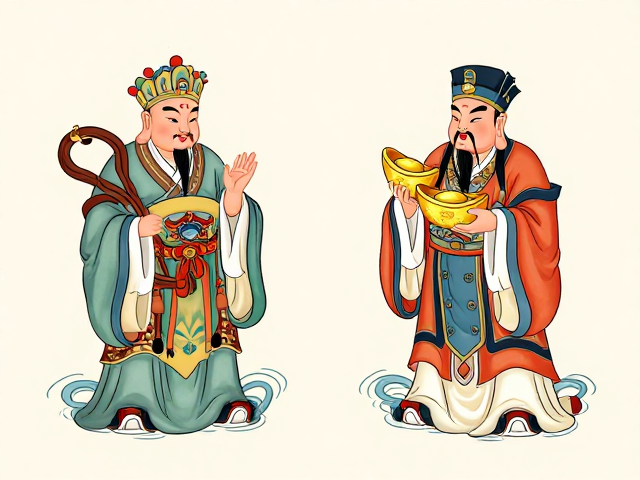 和合二仙水波纹童子图寓意解析,招财纳福的风水奥秘