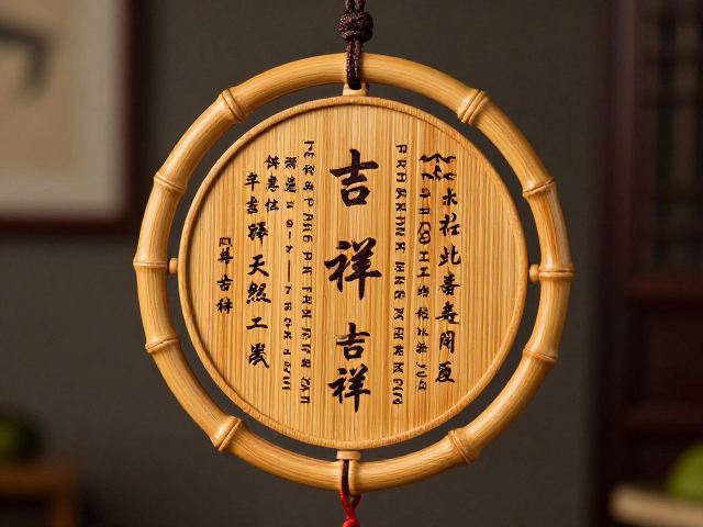 竹雕挂饰圆雕工艺,吉祥文字寓意解析,传承非遗文化之美