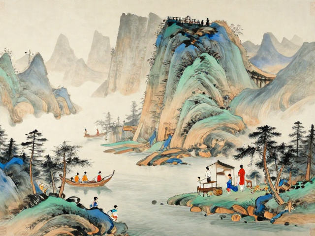 客厅装饰灵感,局部山水人物彩绘点缀,打造中式雅致空间
