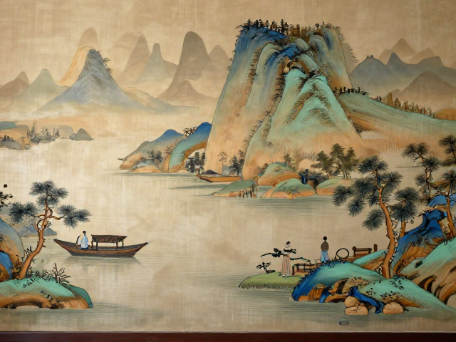 客厅装饰灵感,局部山水人物彩绘点缀,打造中式雅致空间