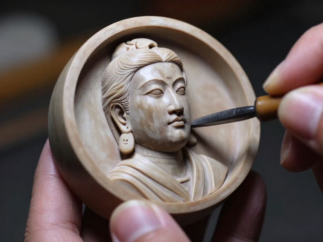 圆凿人物肖像打磨抛光,匠心工艺与艺术细节的极致呈现