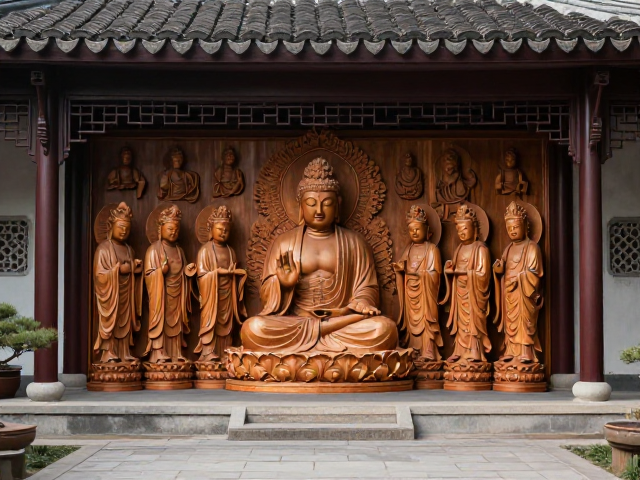 木雕佛像来图定制,园林建筑中的艺术灵魂