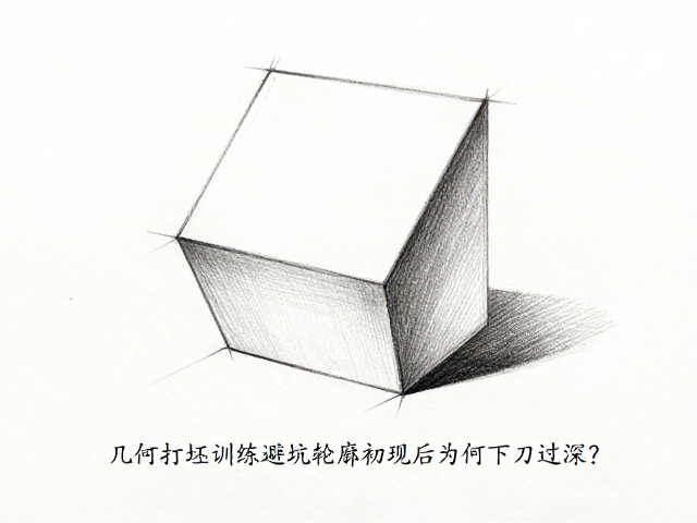 几何体打坯训练避坑,轮廓初现后为何下刀过深?附修正技巧