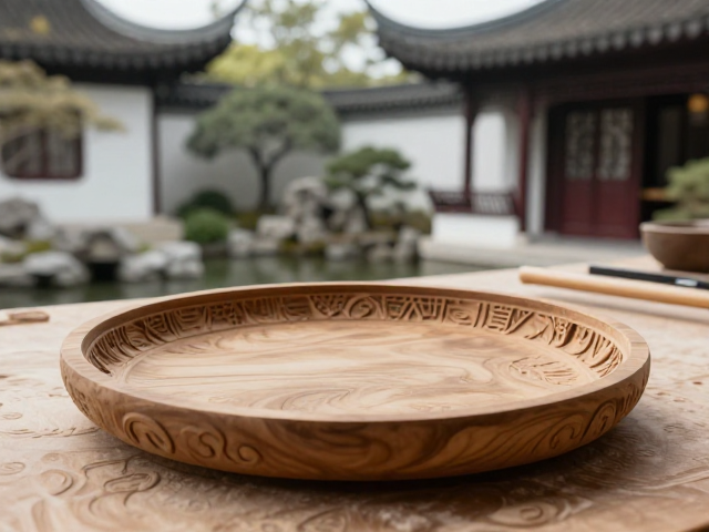 木雕果盘打坯工艺，园林建筑中的匠心细节解析