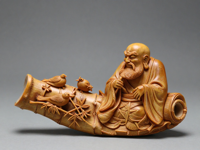 竹根雕达摩摆件赏析，花鸟竹雕工艺中的禅意美学
