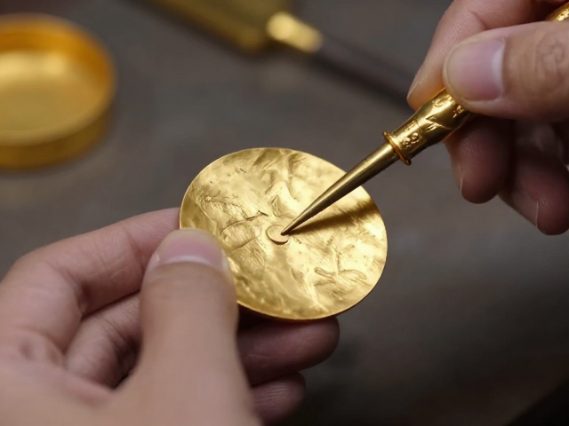 金器粗坯打形与局部描金技巧,预留细节余量保完美
