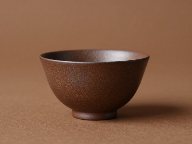 开纹染色茶具与文房器,棕褐古朴之美,传承东方雅韵生活