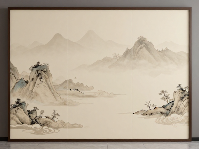 茶空间隔断软装定制,山水云纹打造东方意境美学空间