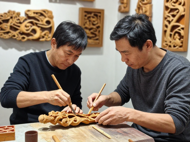 潮州木雕非遗传承,师徒口传心授的展览展示