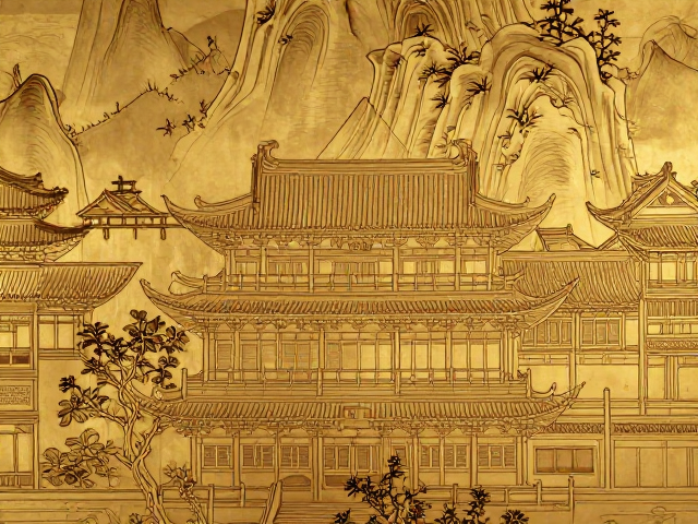金漆木雕山水楼阁，临摹传统纹样，复刻非遗匠心之美