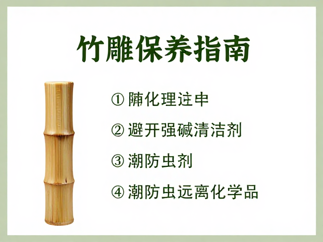 竹雕保养指南,避开强碱清洁剂,防潮防虫远离化学品