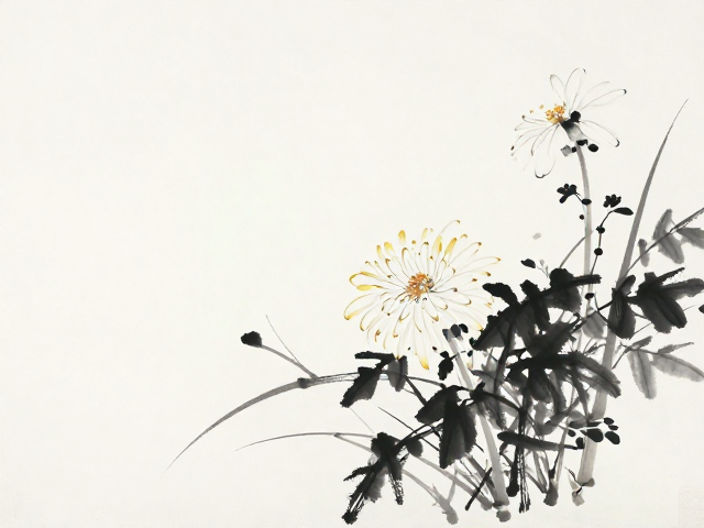 梅兰竹菊写意画,留白构图显文人风骨,国画技法解析