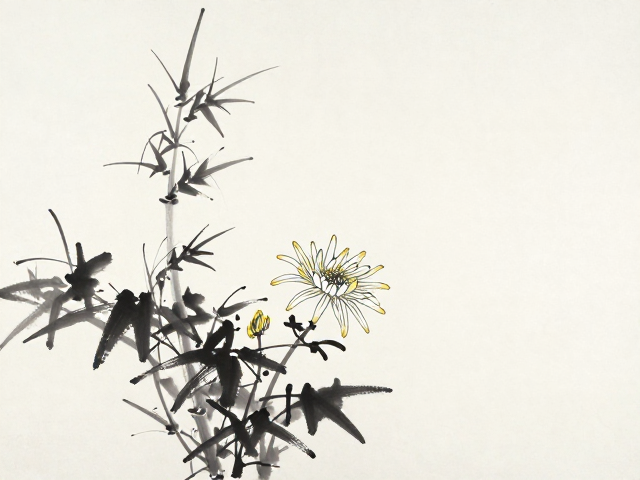 梅兰竹菊写意画,留白构图显文人风骨,国画技法解析